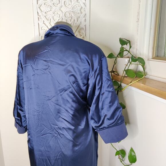 Vintage VS Blue Fleece Lined Satin Robe, XS/S - Picture 6 of 11